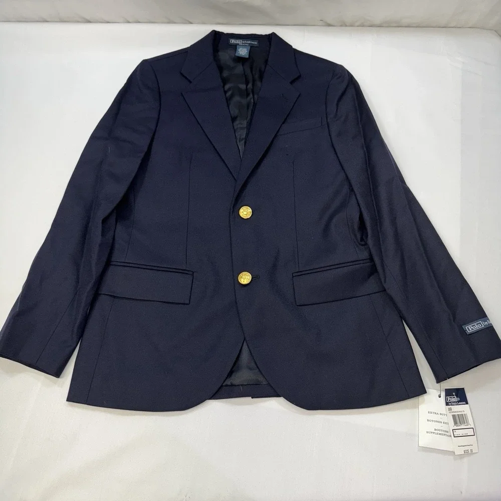 NEW Polo Ralph Lauren Wool Blazer Gold Buttons Italy Navy Youth Boys Sz 16 $325 - Picture 2 of 16